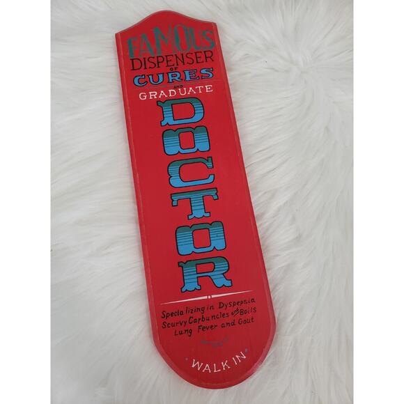 Vintage Wood Sign‎ MCM Retro Decor Japan APCO Wall Hang DOCTOR MD Office Gift - Picture 1 of 7